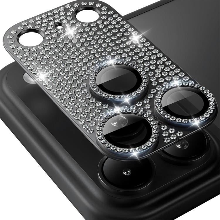 iPhone 17 Pro Max Full Diamond Metal Camera Lens Protector black