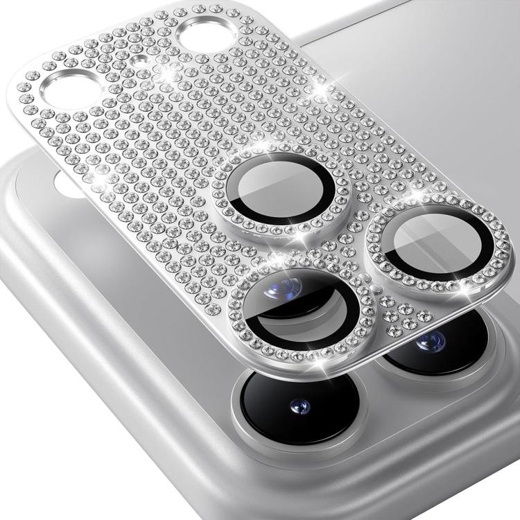 iPhone 17 Pro Max Full Diamond Metal Camera Lens Protector | Silver