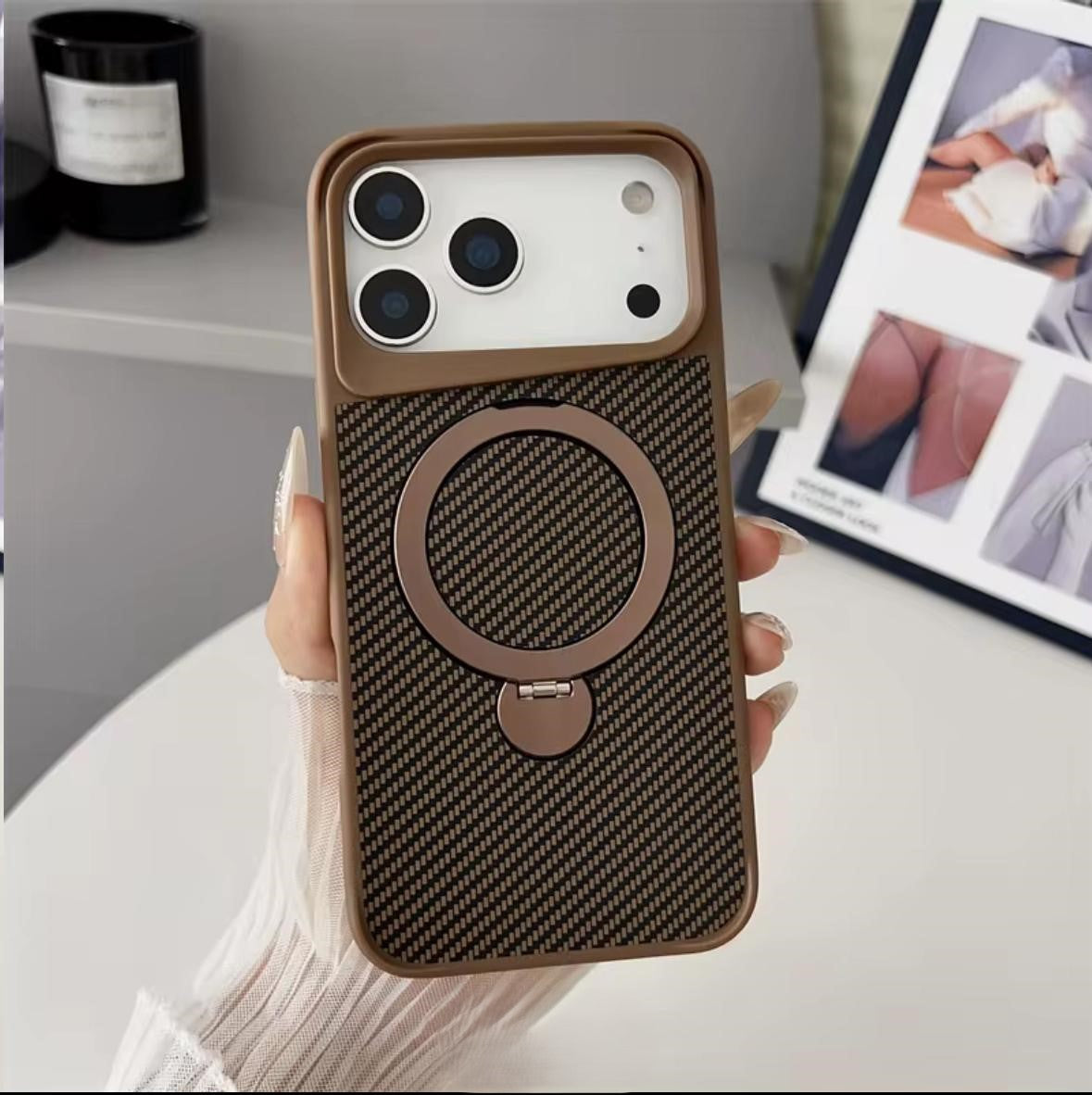 iPhone 17 Pro Max Carbon Fiber Kickstand Case