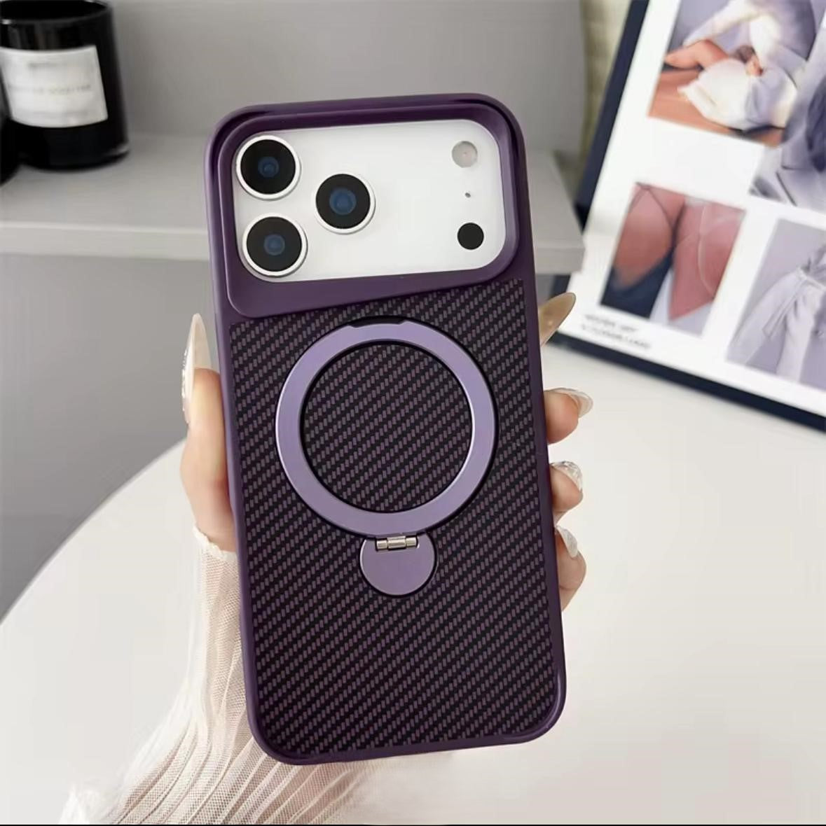 iPhone 17 Pro Max Carbon Fiber Kickstand Case