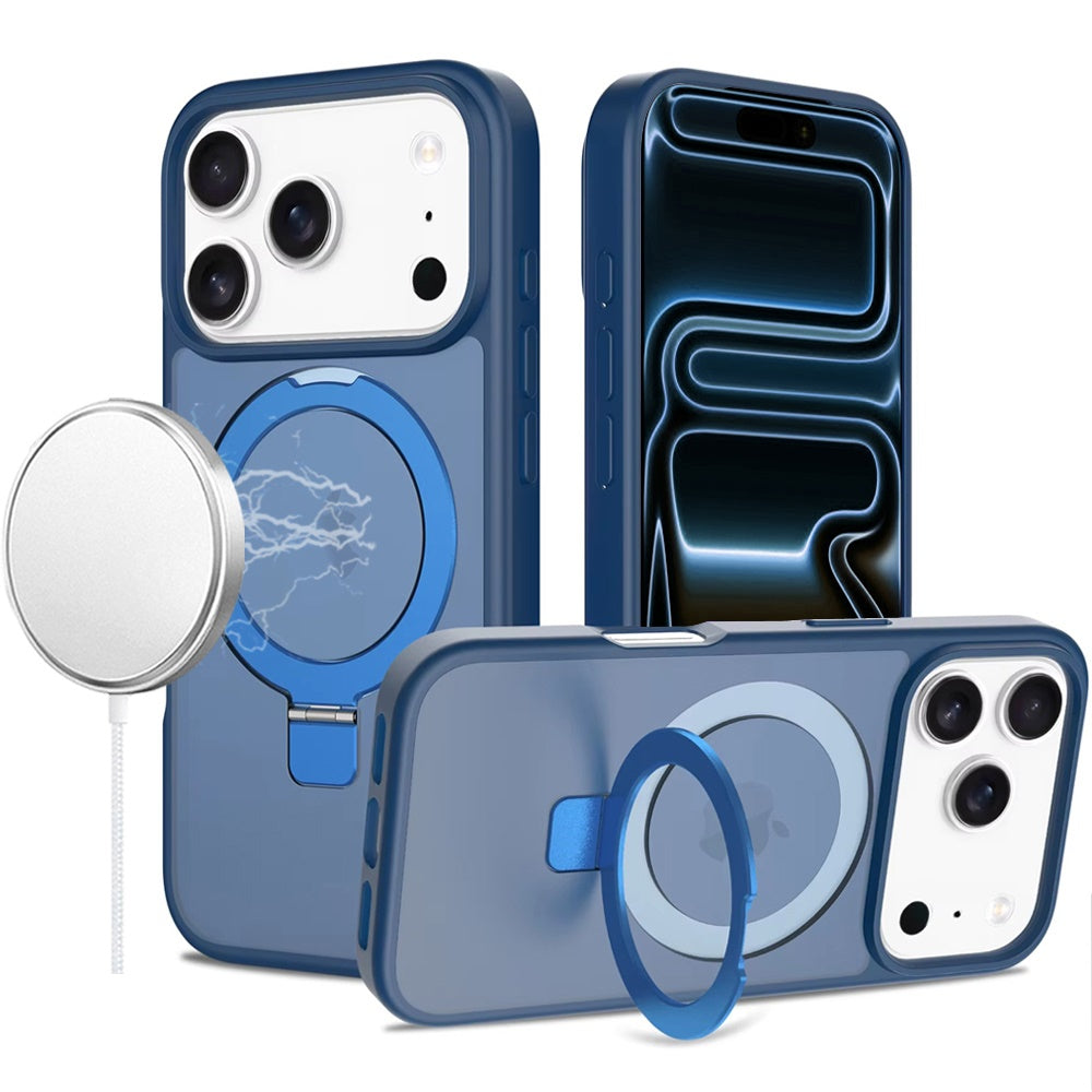 iPhone 17 Pro Max Magnetic Matching Ring Stand Full Rotation Matte Hybrid