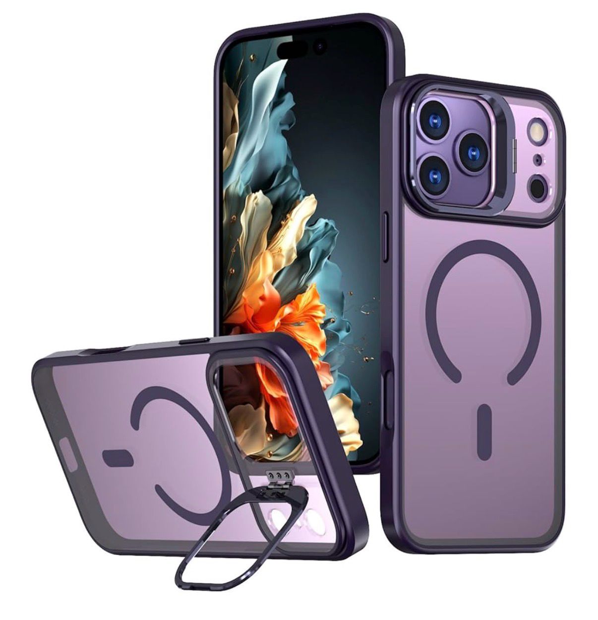 iPhone 17 Pro Max Matte Magnetic Case With Camera Kickstand