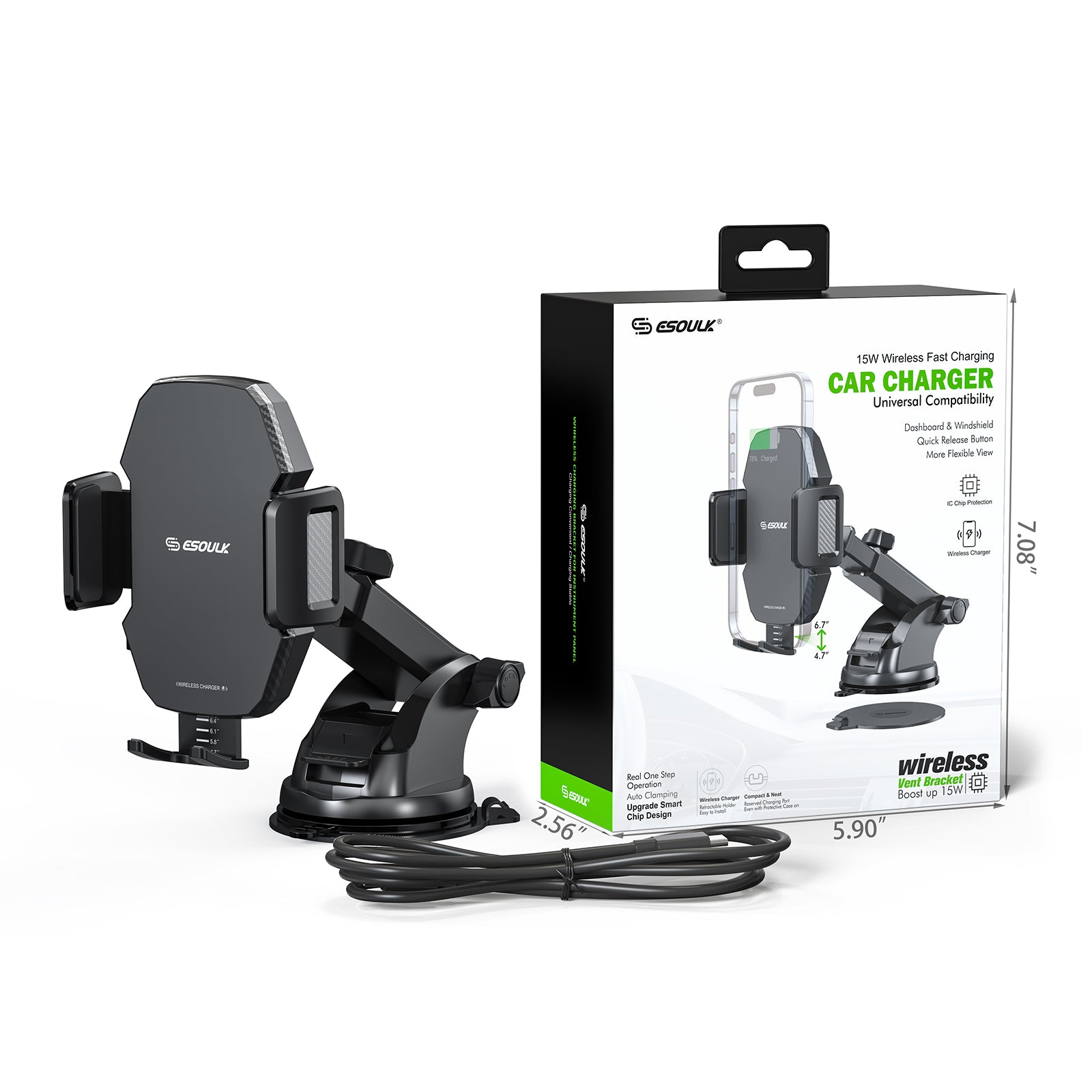 15W WIRELESS FAST CHARGING CAR CHARGER MOUNT UNIVERSAL COMPATIBLE